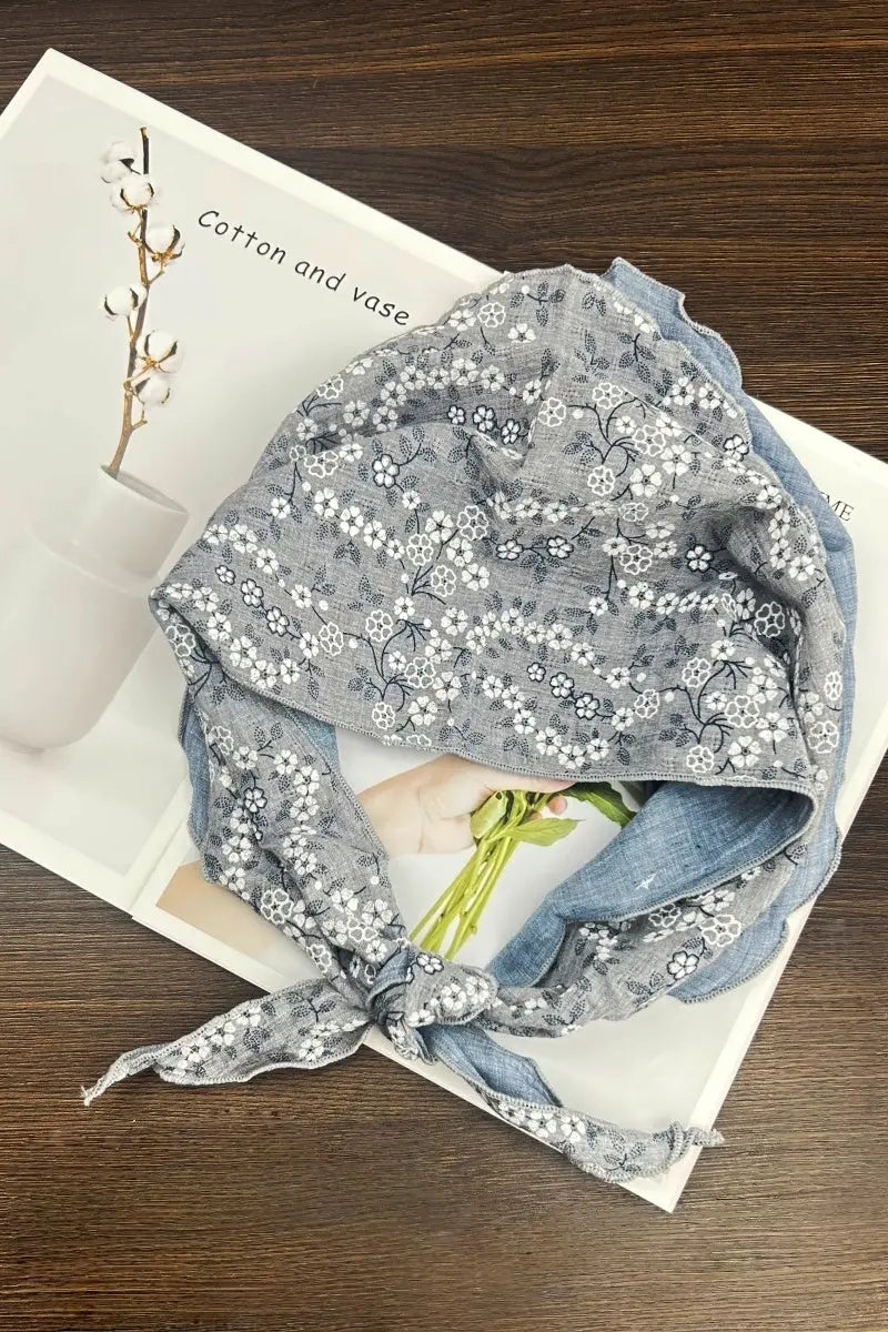Floral Print Cotton Bandana Scarf – Versatile Head and Neck Accessory for Women