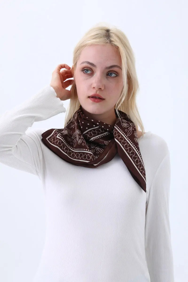 Floral Dot Print Satin Square Scarf – Soft &amp; Everyday Elegance