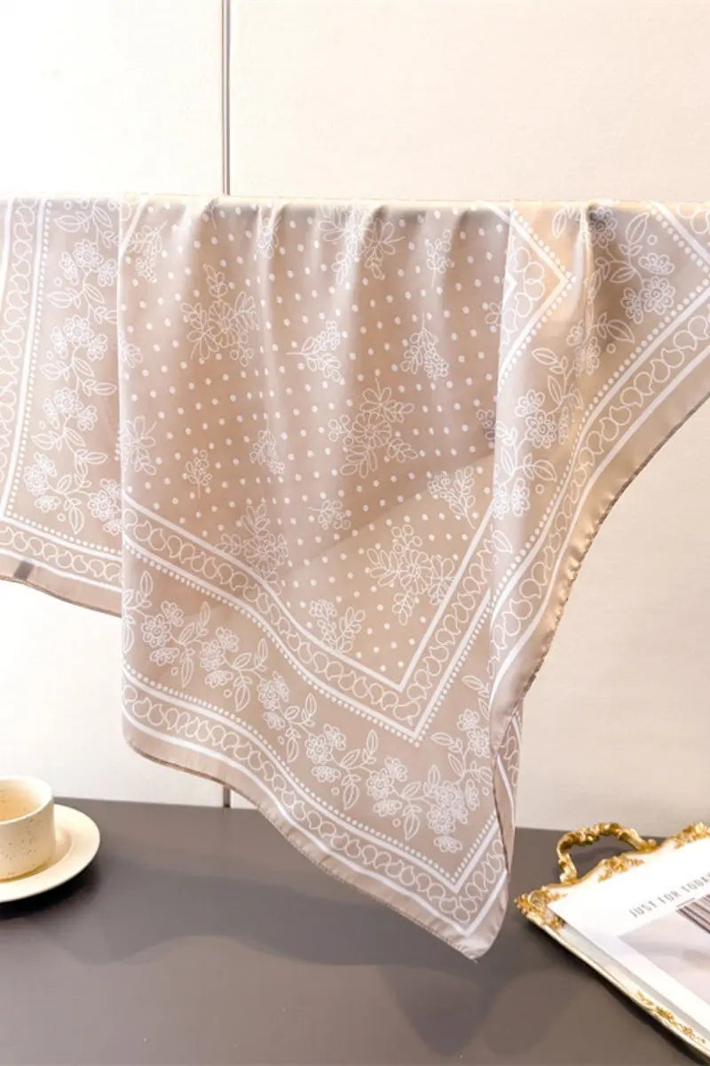 Floral Dot Print Satin Square Scarf – Soft &amp; Everyday Elegance