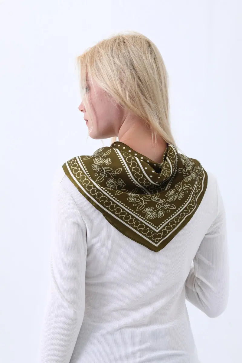 Floral Dot Print Satin Square Scarf – Soft &amp; Everyday Elegance