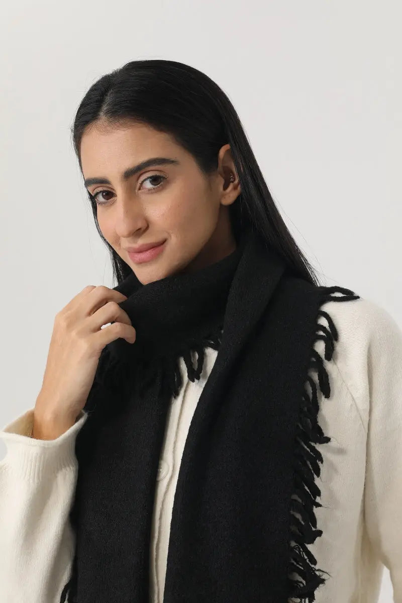 Women Solid Color Fringe Knit Scarf Soft Warm Plain Tassel Winter Wrap 🧣🤎 Leto Collection