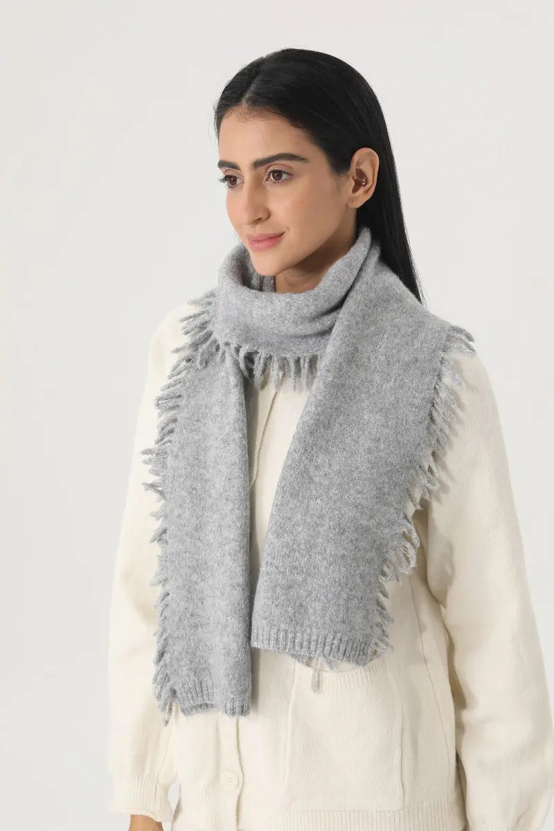 Women Solid Color Fringe Knit Scarf Soft Warm Plain Tassel Winter Wrap 🧣🤎 Leto Collection