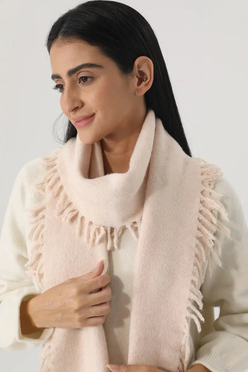 Women Solid Color Fringe Knit Scarf Soft Warm Plain Tassel Winter Wrap 🧣🤎 Leto Collection