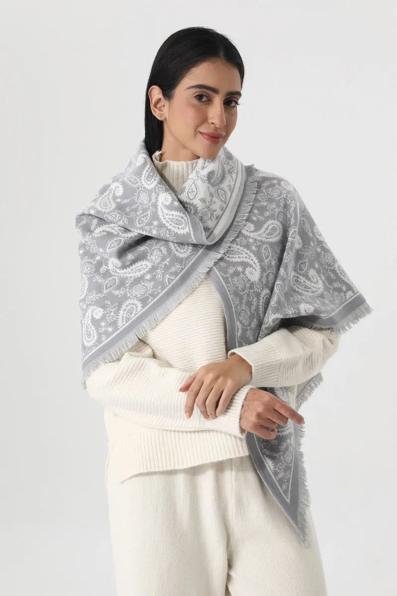 Women Paisley Print Tassel Triangle Warm Shawl Wrap 🪡🌼 - – leto