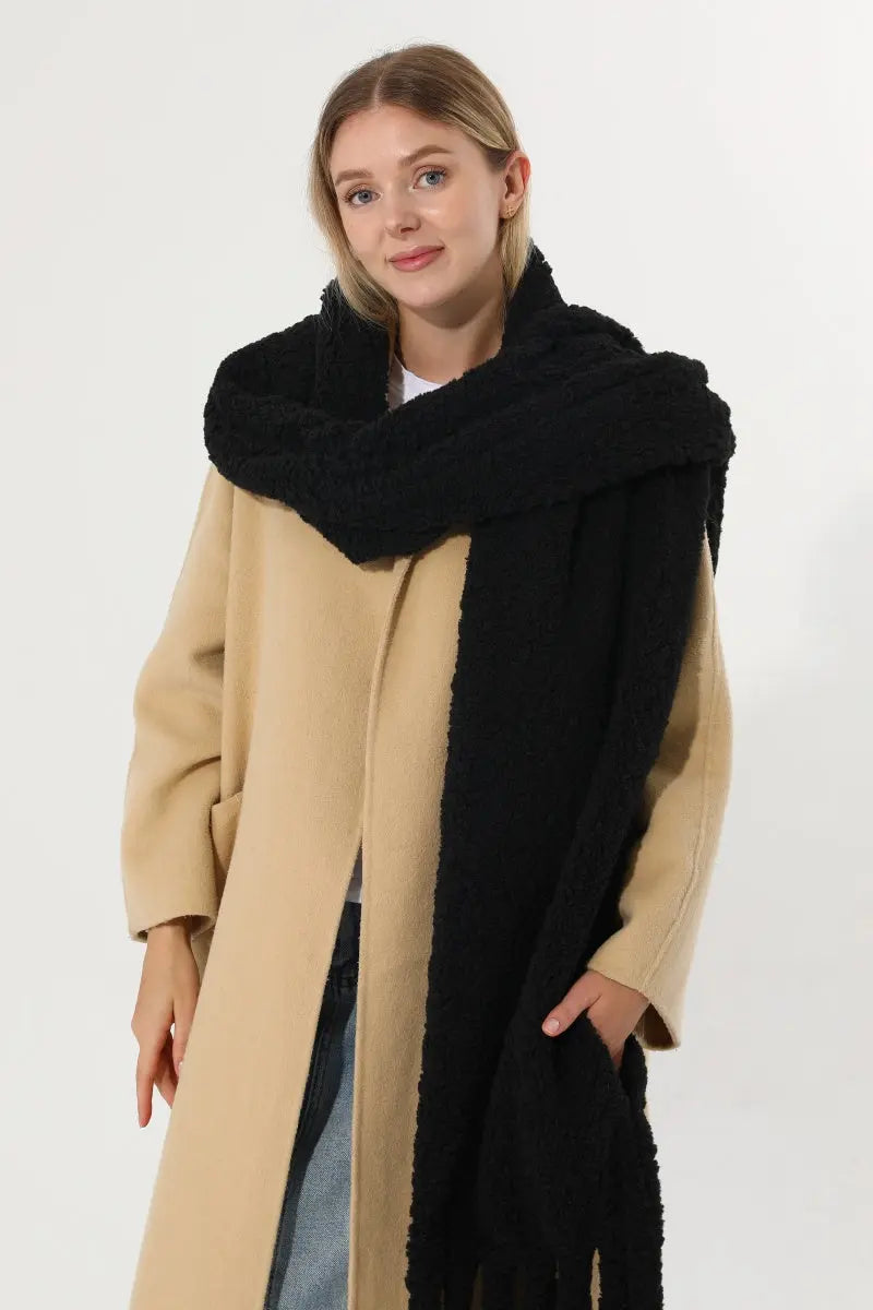 Plush Teddy Fleece Tassel Scarf Solid Warm Winter Women Shawl 🧣🤎 Leto Collection