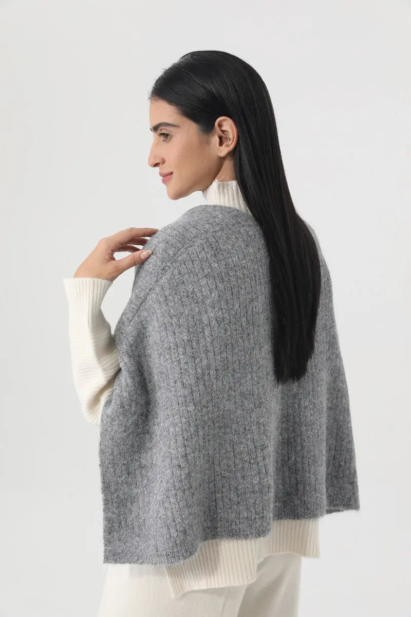 Women Earth Tone Knit Triangle Shawl Warm Cape Wrap 🧤🍂 Leto Collection