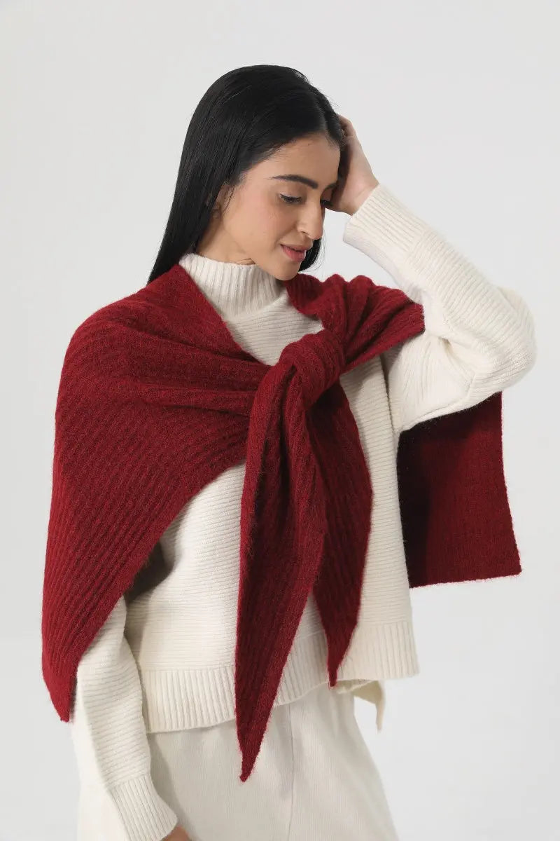 Women Earth Tone Knit Triangle Shawl Warm Cape Wrap 🧤🍂 Leto Collection