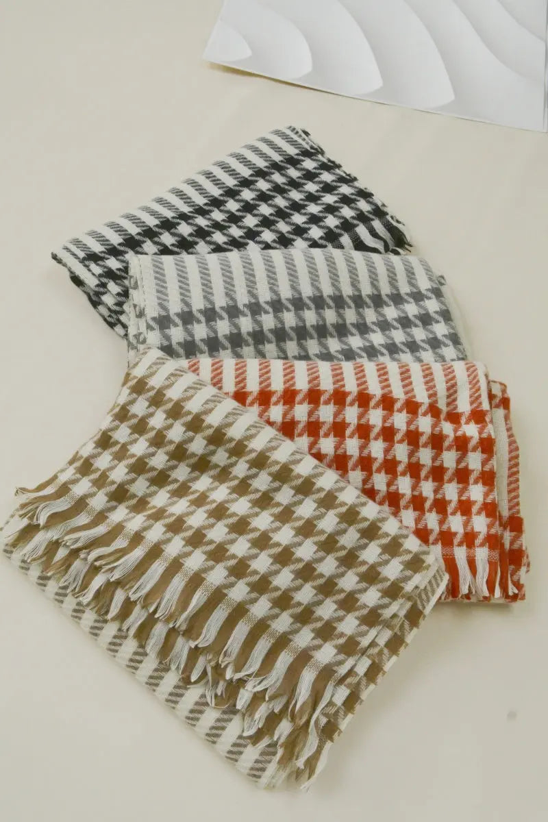 Classic Houndstooth Tassel Scarf Soft Warm Women Winter Shawl 🧣✨ Leto Collection