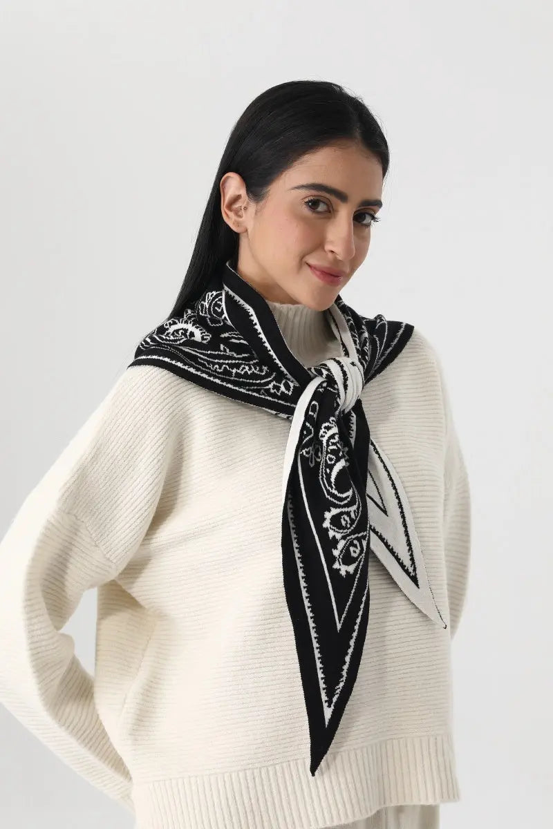 Paisley Knit Triangle Scarf Multi Wear Head Wrap 🧶🍂 Leto Collection