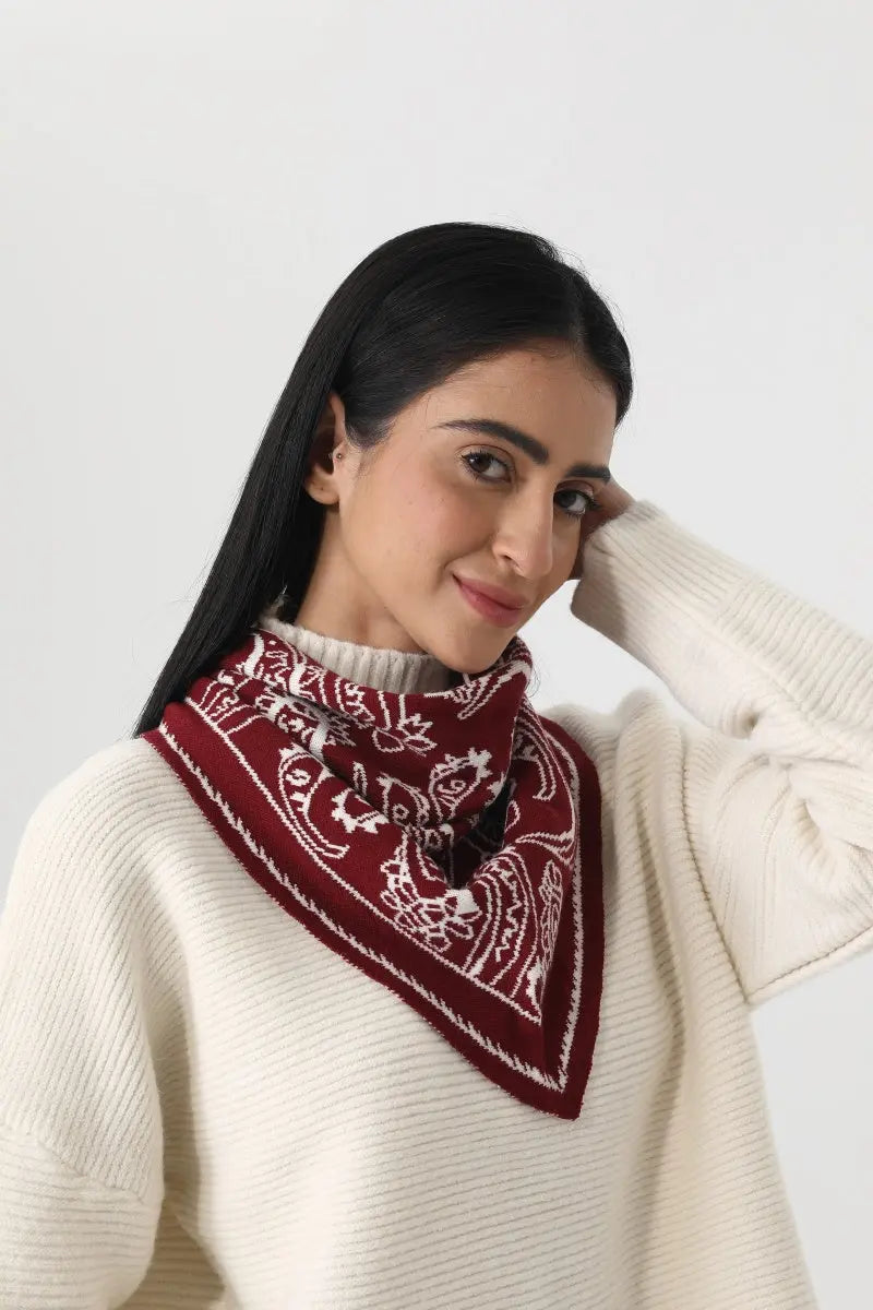 Paisley Knit Triangle Scarf Multi Wear Head Wrap 🧶🍂 Leto Collection