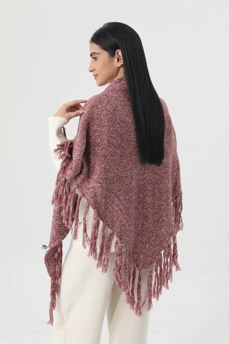Fringed Knit Triangle Shawl Multi Wear Wrap Scarf 🧶🍂 Leto Collection