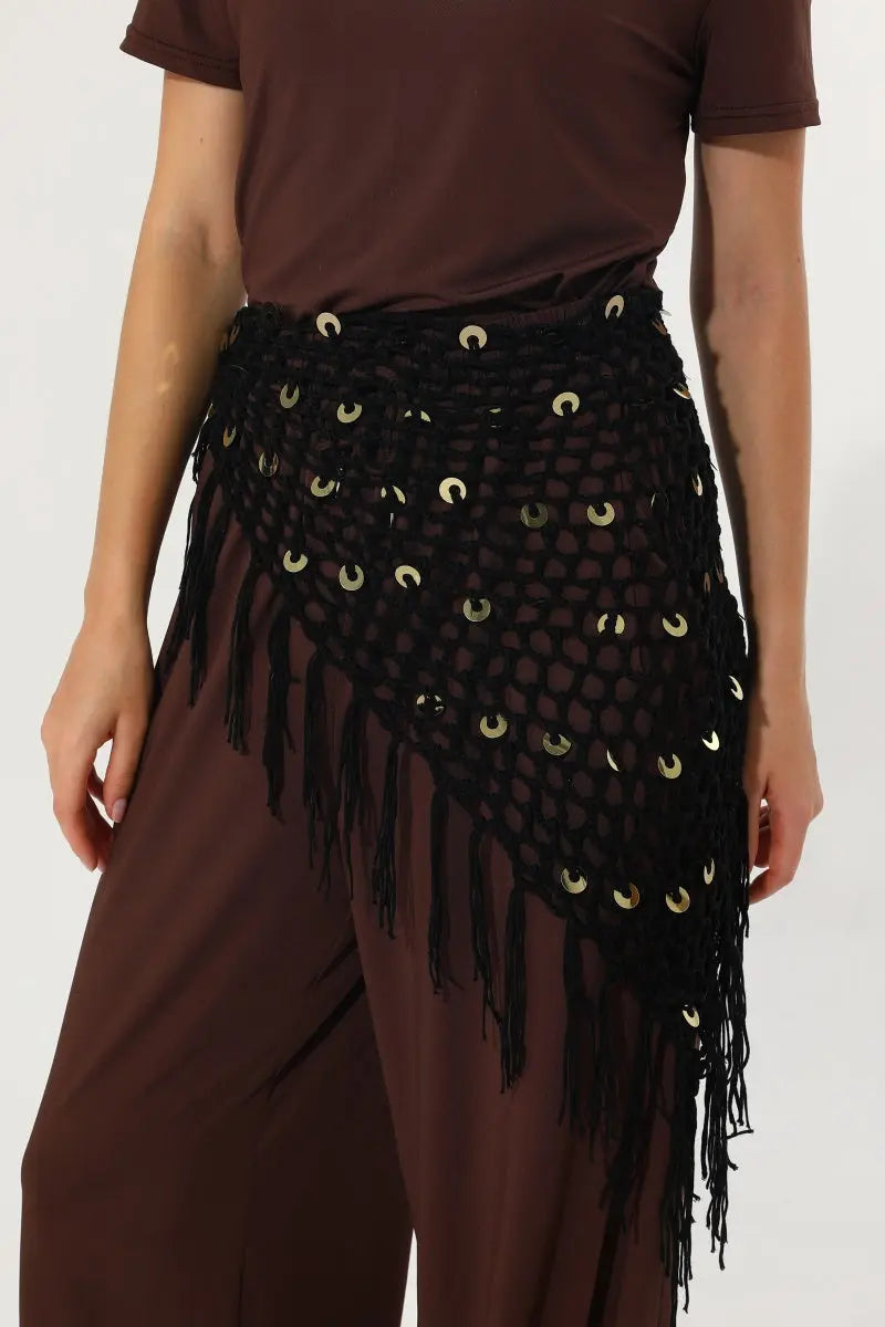 Women Boho Sequin Crochet Tassel Mesh Multiway Shawl ✨🍂 Leto Collection