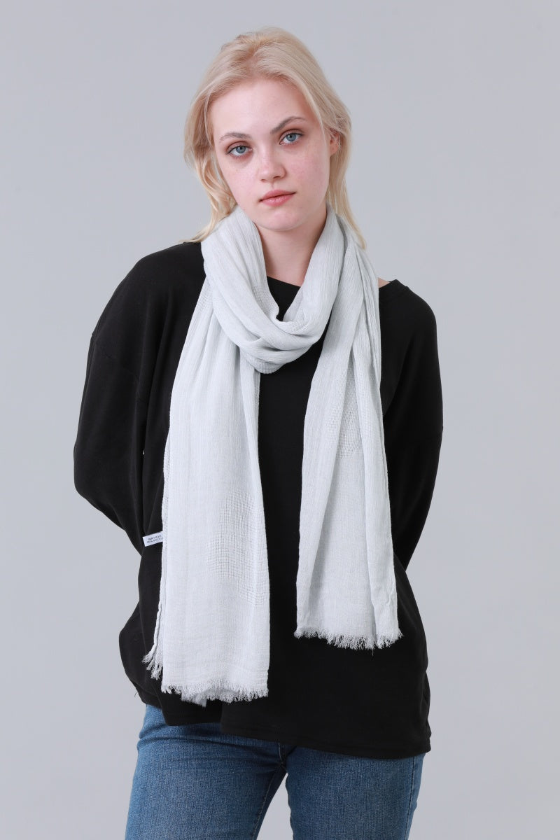 Solid Crinkle Fringe Women Long Scarf Leto Collection