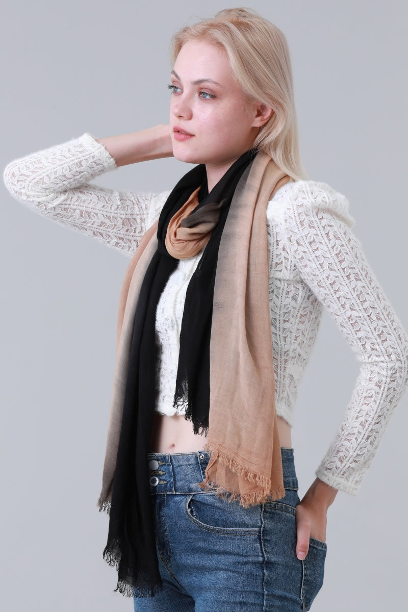 Ombre Color Block Tassel Long Scarf for Women Leto Collection