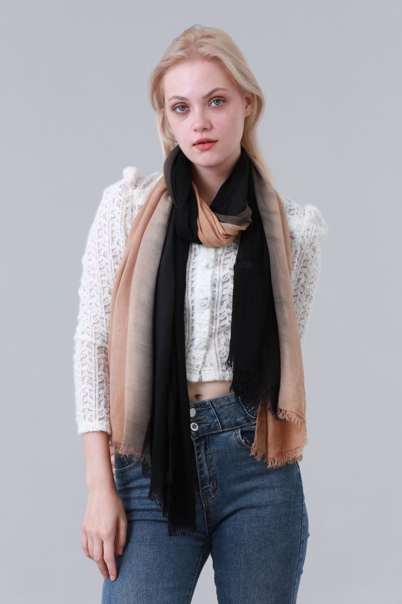 Ombre Color Block Tassel Long Scarf for Women Leto Collection