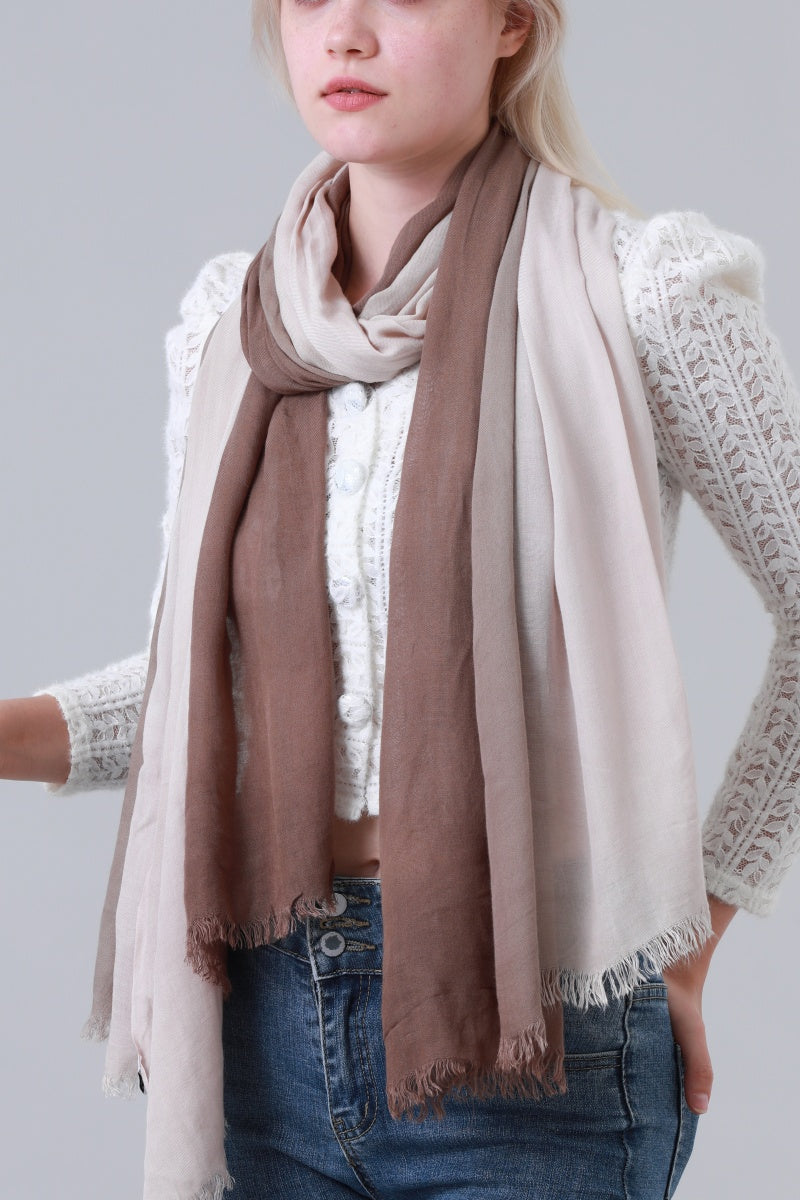 Ombre Color Block Tassel Long Scarf for Women Leto Collection