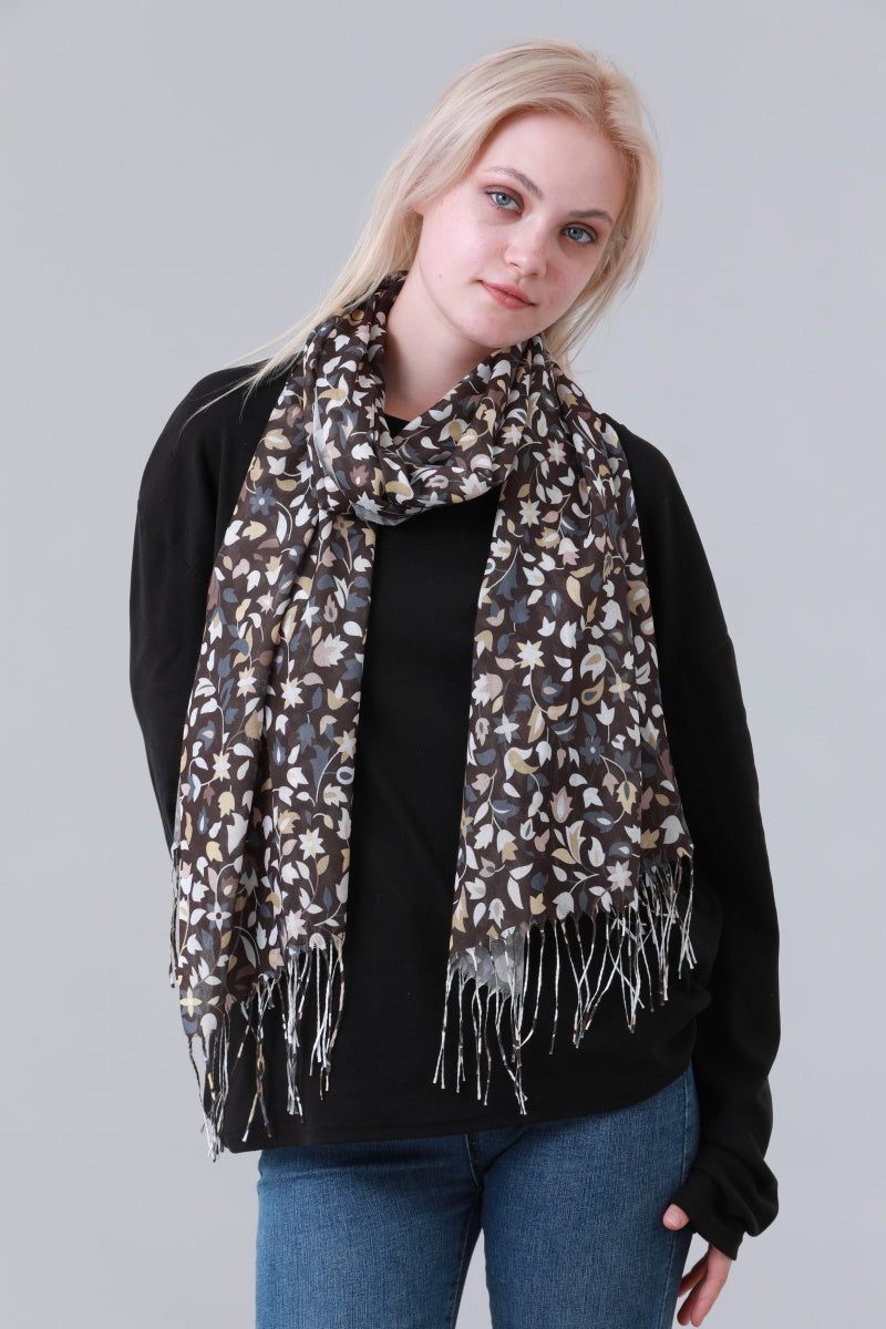 Floral Tassel Long Scarf Women Soft Shawl Wrap Leto Collection