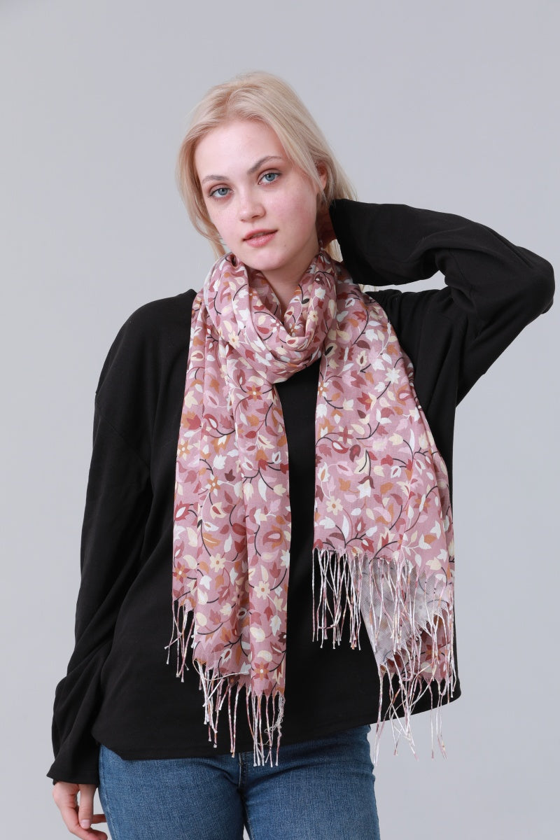 Floral Tassel Long Scarf Women Soft Shawl Wrap Leto Collection