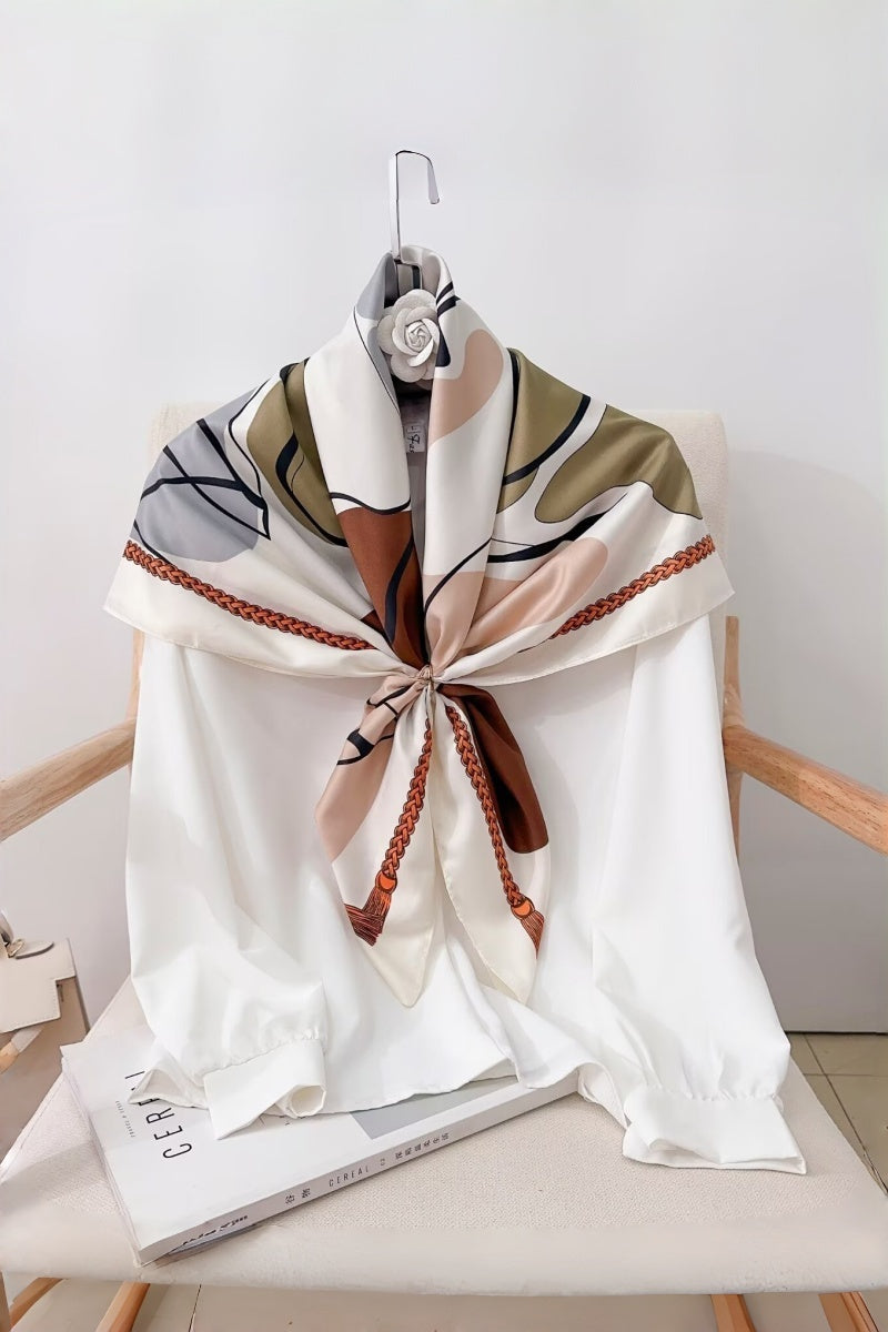Women Square Scarf with Modern Art Print Leto Collection