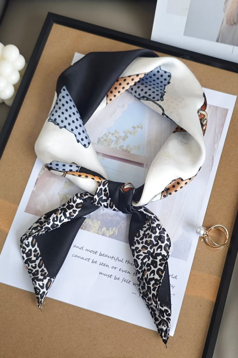 Vintage Polka Dot Print Women Silk Feel Scarf Leto Collection