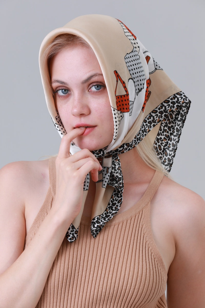 Vintage Polka Dot Print Women Silk Feel Scarf Leto Collection