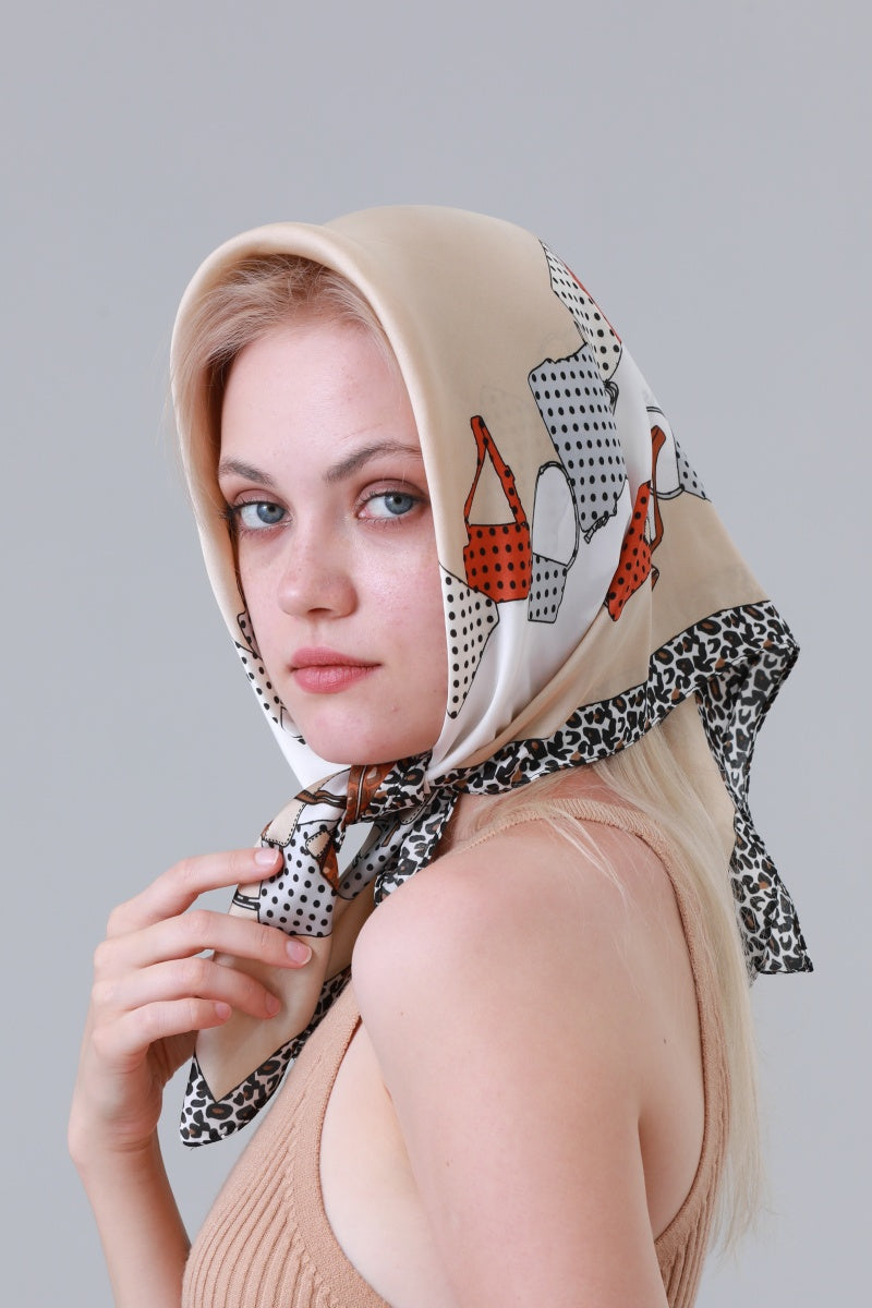 Vintage Polka Dot Print Women Silk Feel Scarf Leto Collection