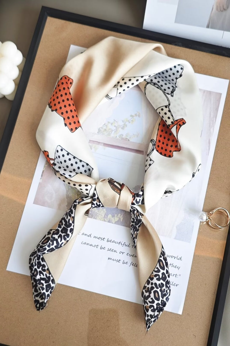 Vintage Polka Dot Print Women Silk Feel Scarf Leto Collection