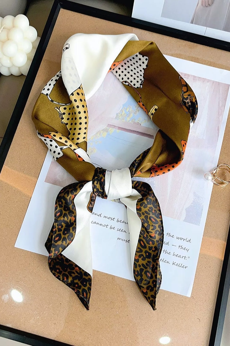 Vintage Polka Dot Print Women Silk Feel Scarf Leto Collection