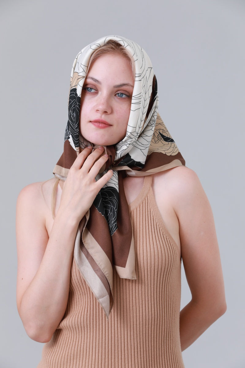 Vintage Floral Silky Feel Multi-purpose Scarf for Women Leto Collection