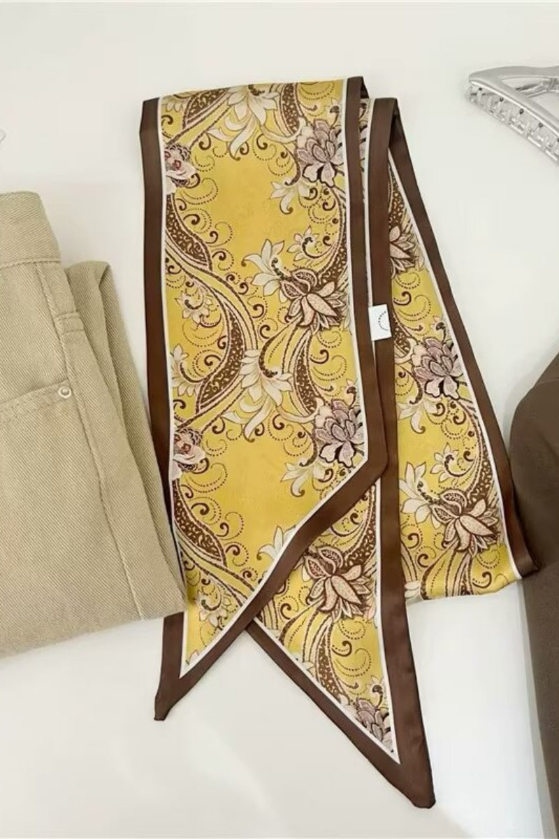 Floral Print Slim Silk Scarf for Women Leto Collection