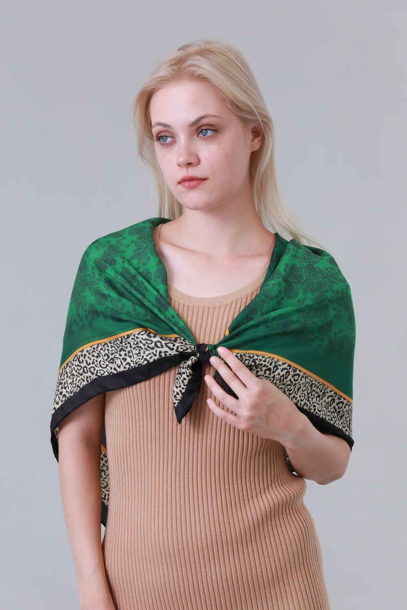 Emerald Green Elegant Square Scarf for Women Daily Wear Leto Collection