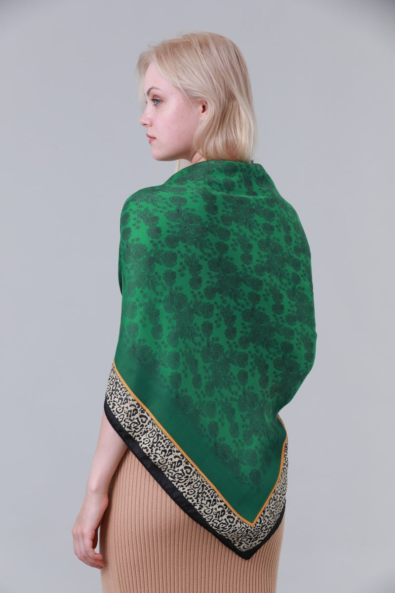 Emerald Green Elegant Square Scarf for Women Daily Wear Leto Collection
