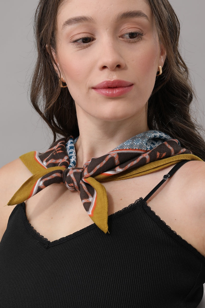 Women Artistic Scarf with Patchwork Floral & Dot Print Leto Collection