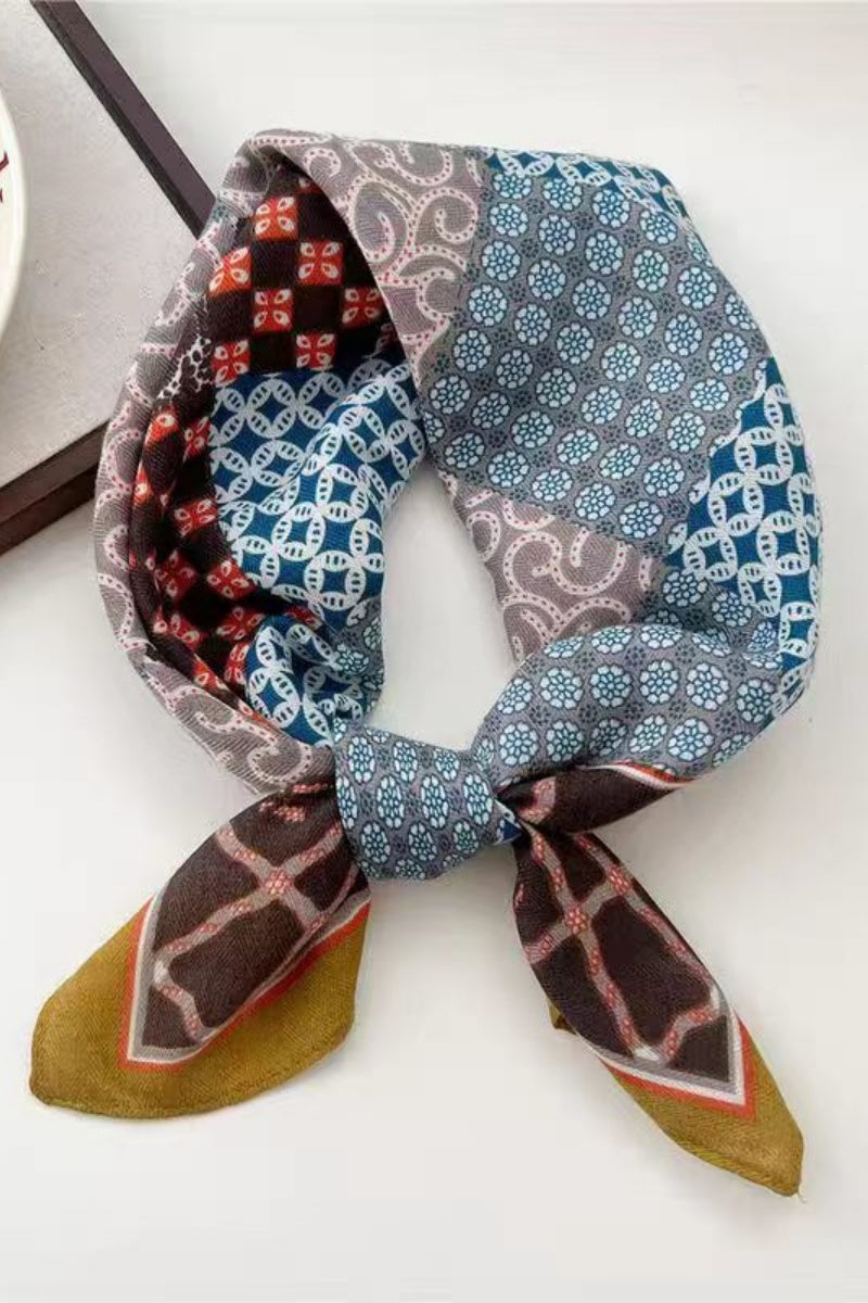 Women Artistic Scarf with Patchwork Floral & Dot Print Leto Collection