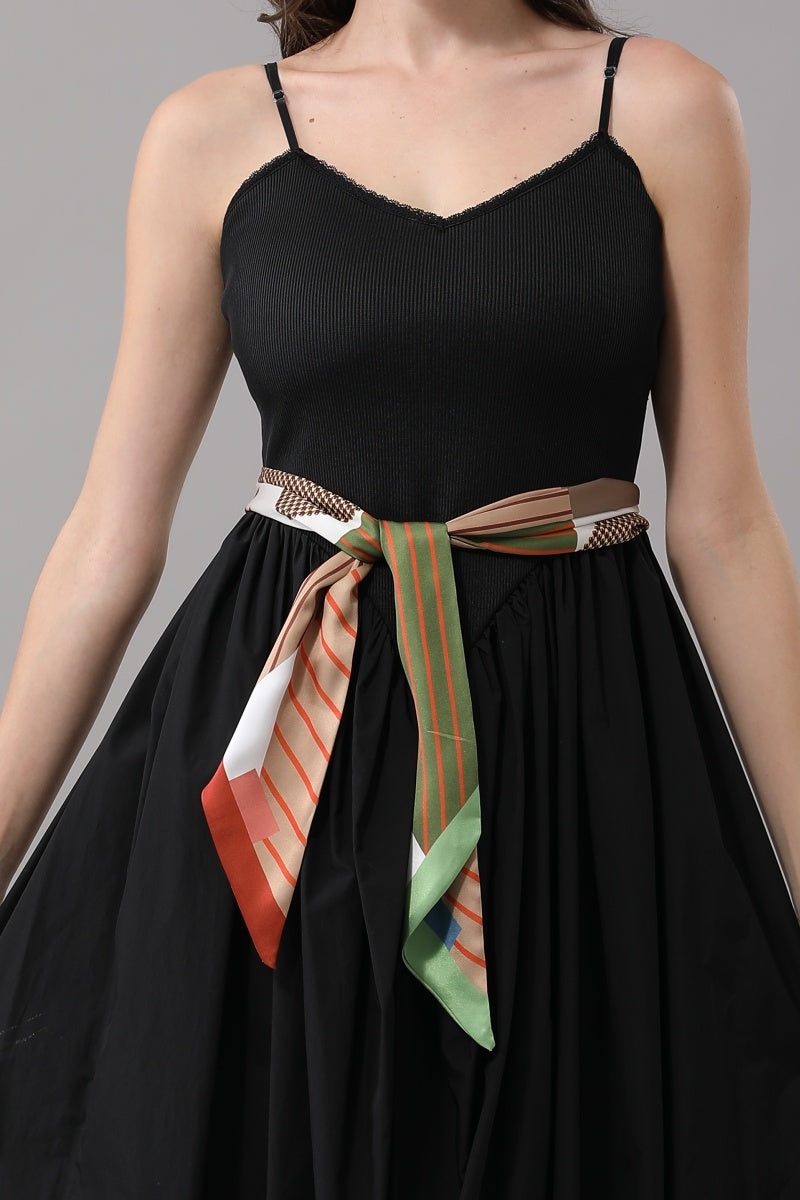 Women Thin Satin Scarf with Mixed Stripe Pattern Leto Collection