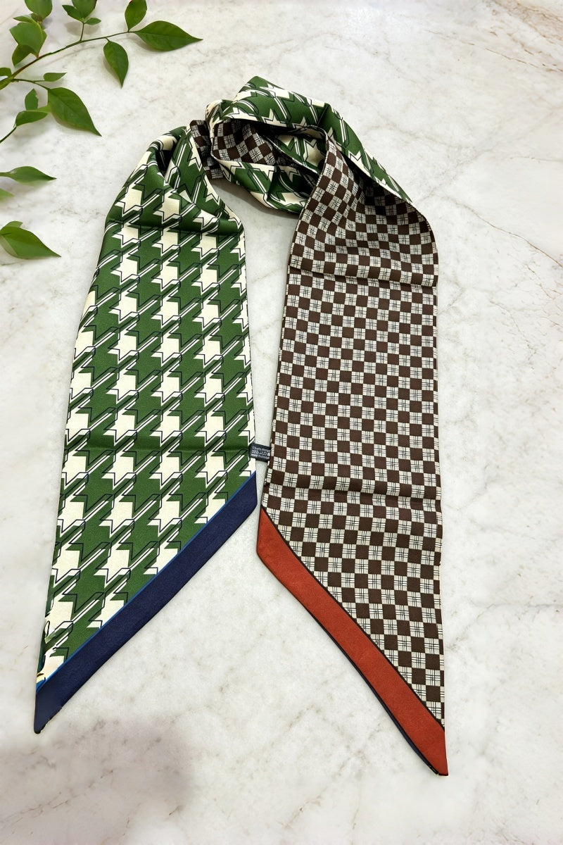 Dual Design Satin Skinny Scarf Multi Wear for Women leto-collection