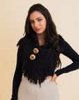 Heathered Shoulder Warmer With Coco Buttons