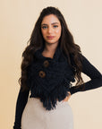 Heathered Shoulder Warmer With Coco Buttons