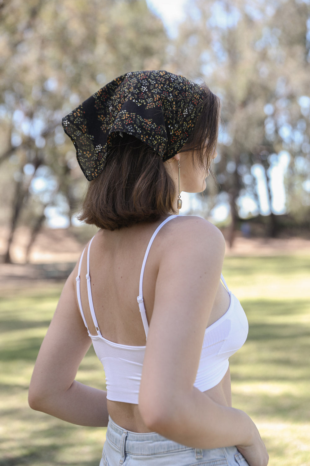 Soft Cotton Floral Foliage Bandana