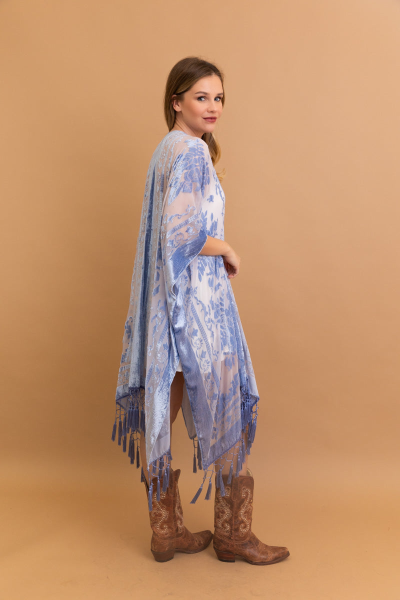 Lush Velvet Mesh Tapestry Kimono