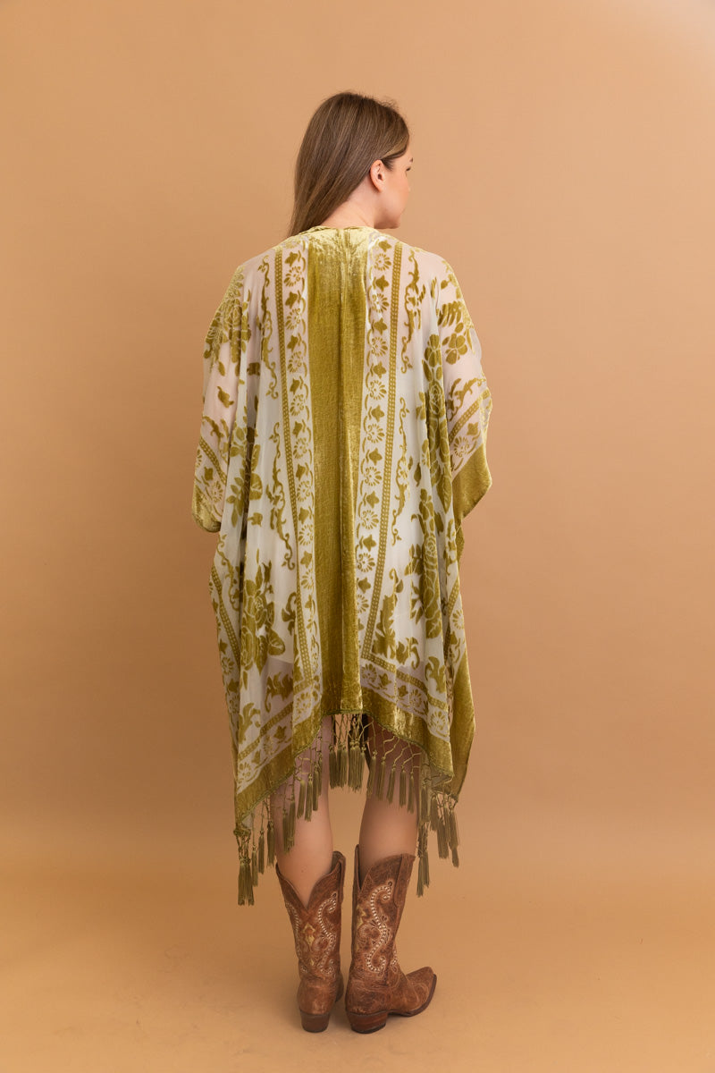 Lush Velvet Mesh Tapestry Kimono