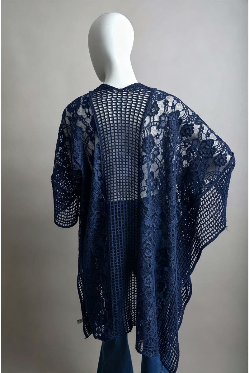 Open Front Floral Knit Kimono – Casual Elegance Leto Collection