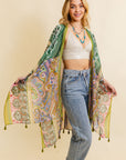 Free Spirit Cinched Sleeve Paisley Kimono