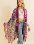 Free Spirit Cinched Sleeve Paisley Kimono