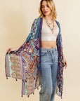 Free Spirit Cinched Sleeve Paisley Kimono