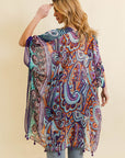 Free Spirit Cinched Sleeve Paisley Kimono