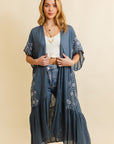 Boho Tribal Embroidered Longline Kimono