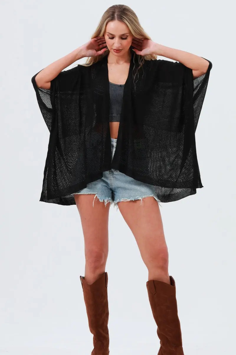 Oversized Mesh Knit Kimono – Lightweight &amp; Airy Cover-Up 🌬️🧥 Leto Collection