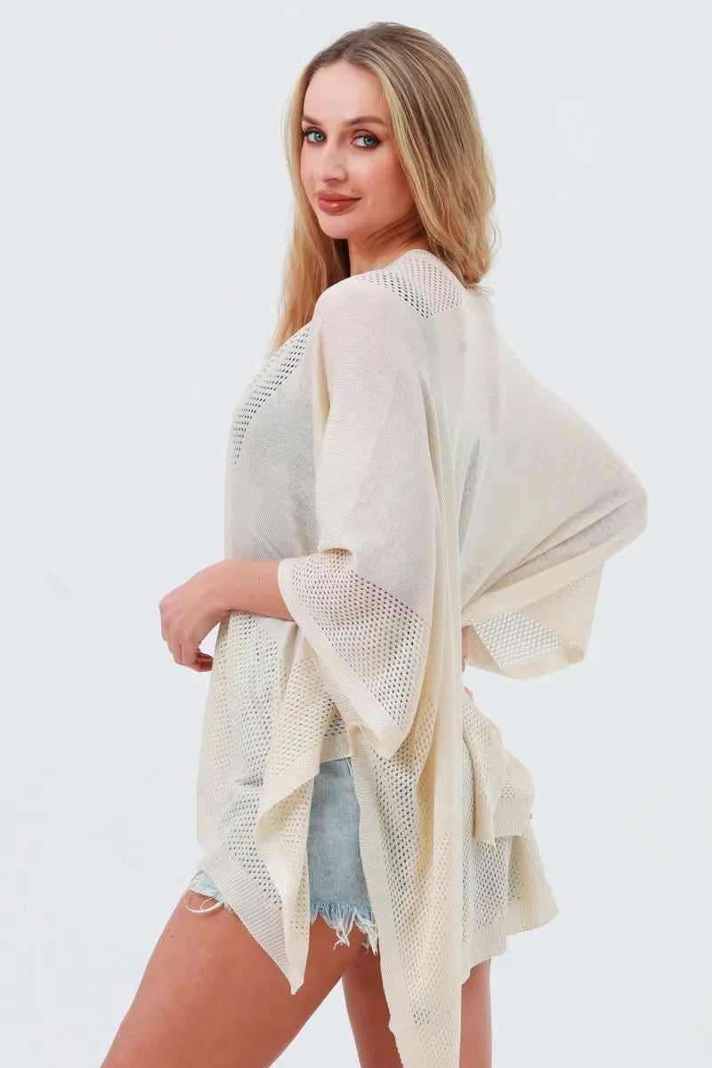 Oversized Mesh Knit Kimono – Lightweight &amp; Airy Cover-Up 🌬️🧥 Leto Collection