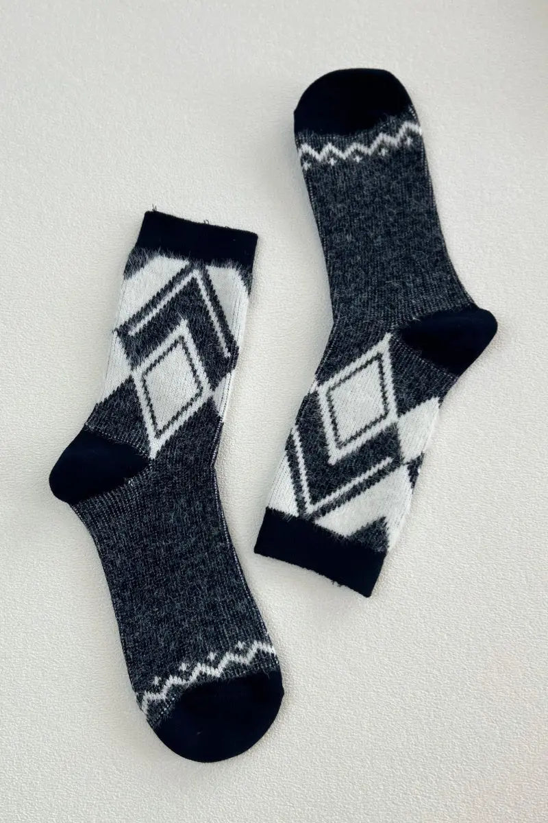 Faux Mohair Diamond Pattern Socks Leto Collection